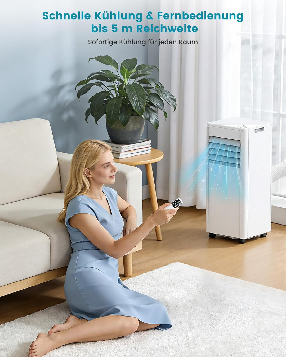 Electactic Mobile Klimaanlage 7000 BTU, 3-in-1 Mobiles Klimagerät mit Abluftschlauch & Ventilator &