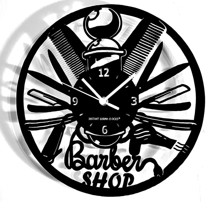 Instant Karma Clocks Barber Shop Wanduhr Friseur Friseursalon Geschenkidee Schönheitssalon, Holz, Sc