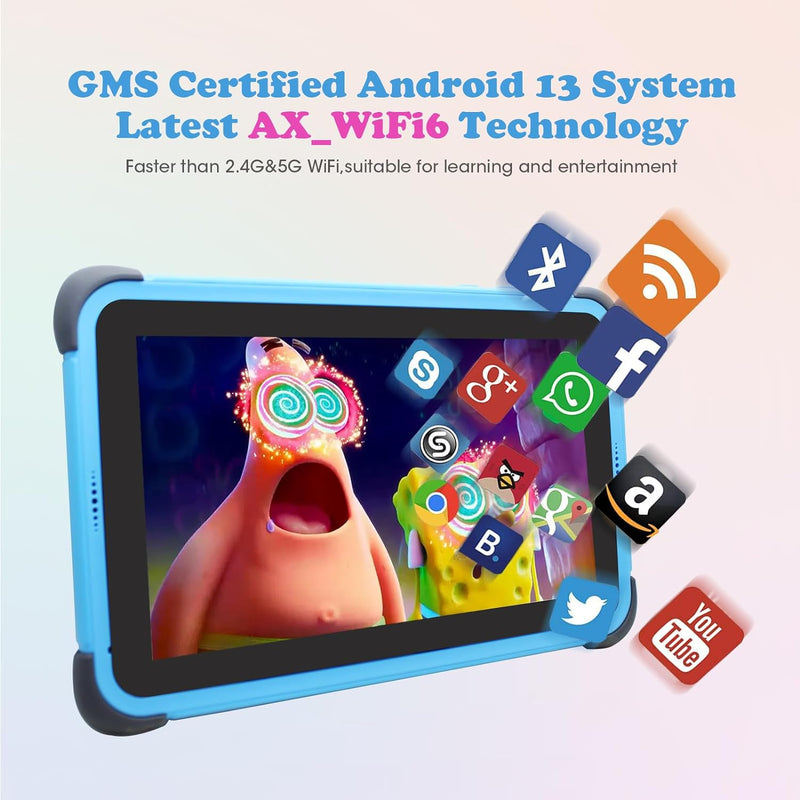 weelikeit Kinder Tablet 8 Zoll, Android 11 Tablets für Kinder mit AX WiFi6, 2GB RAM 32GB ROM Baby Ta