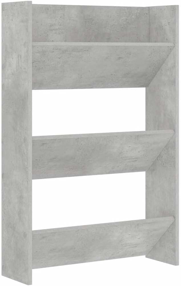 homiuse 2 Stück Wand Schuhschrank 60x18x90 cm mit 3 Kippböden Schuhregal Wandbefestigung Betongrau S