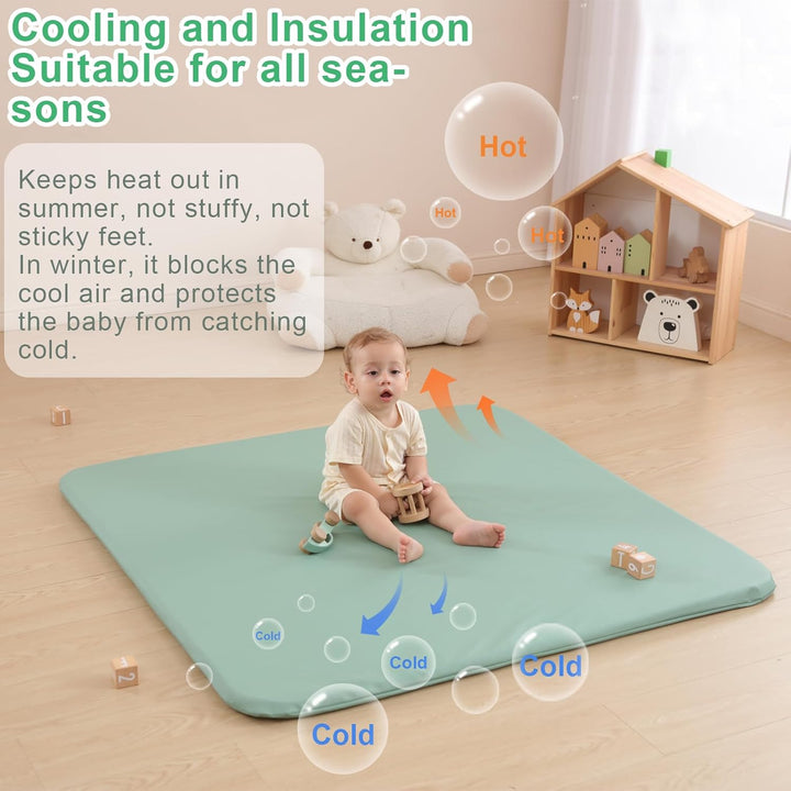 Spielmatte Baby 120x120x3cm, –Extra Dicke & Abdichtung & super weiche Bodenmatte aus veganem Leder s