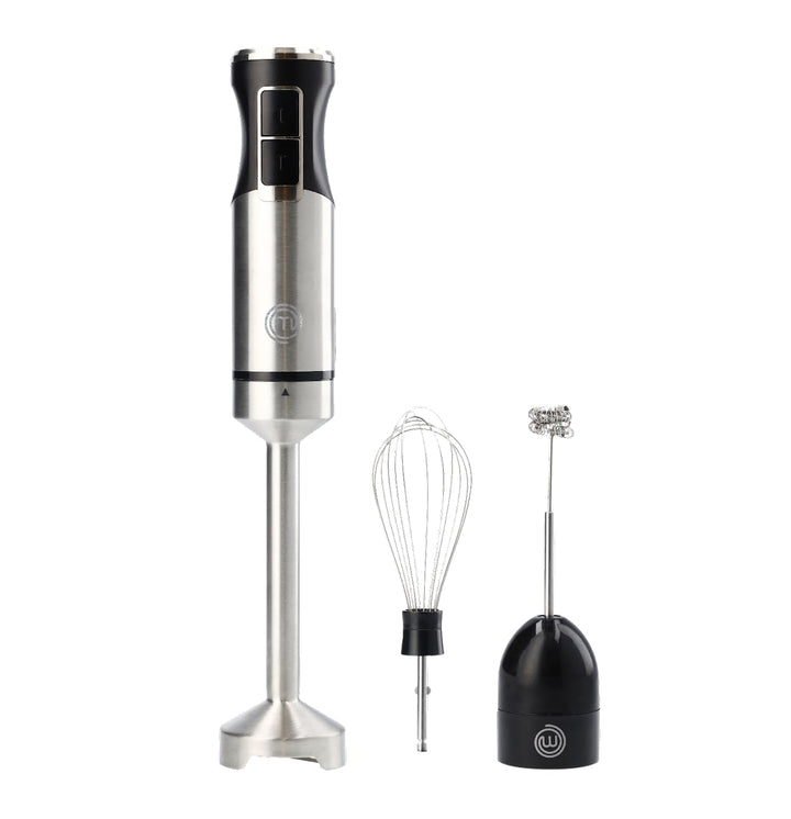 MasterChef Stabmixer Edelstahl 3 in 1, Pürierstab mit Elektrische Schneebesen &amp; Hand Milchaufschäume