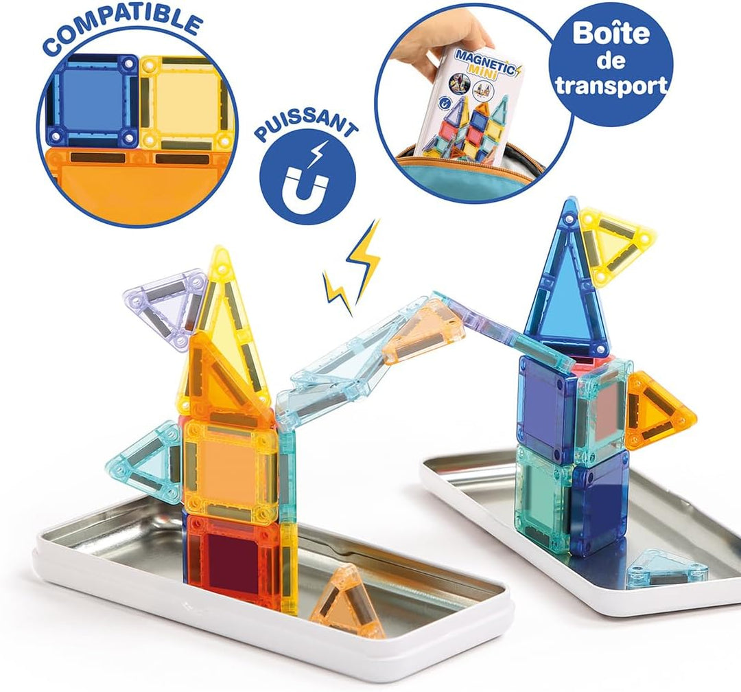 LUDI – Magnétique Mini – Kompaktes magnetisches Konstruktionsspiel – 26 magnetische Teile – Metallbo