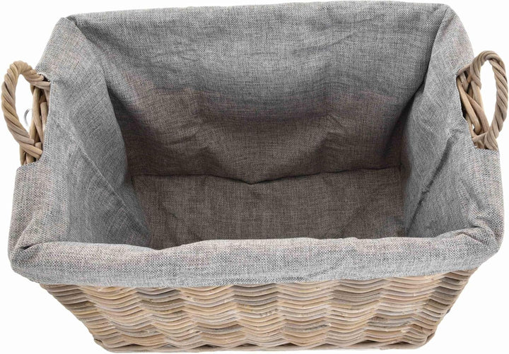 Stabiler Kaminholzkorb Flechtkorb mit Inlett Roll Holzkorb Rollkorb Natur-Rattan (Natur-Grau mit Rol