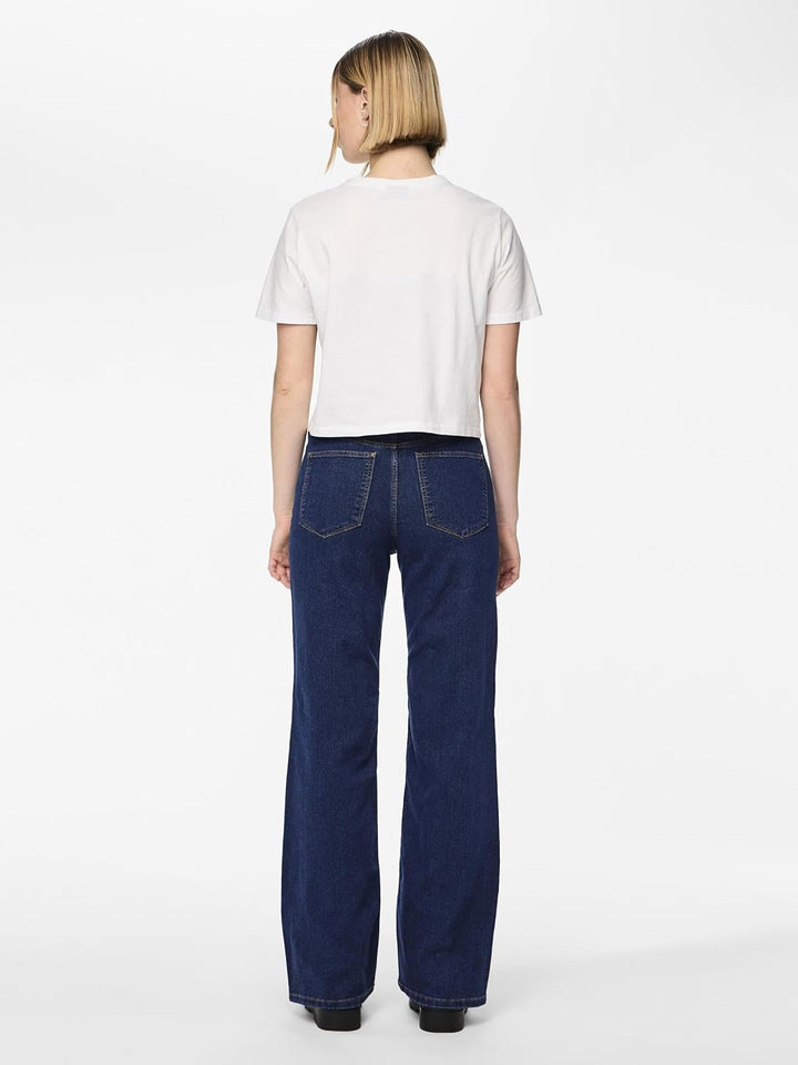 NAME IT Damen Pcpeggy Hw Wide Pant Db Noos Bc XS Dark Blue Denim, XS Dark Blue Denim