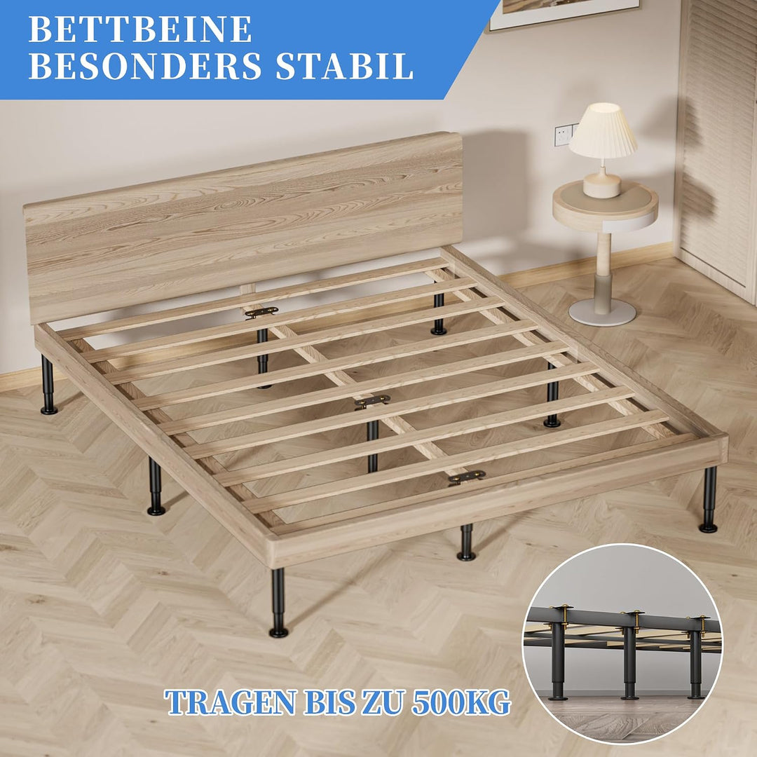 VETIN 2er Set Schwarze Bettfüsse, Höhenverstellbar Bettbeine 18-33 cm, Metall-Stützfüsse mit Gummi-A