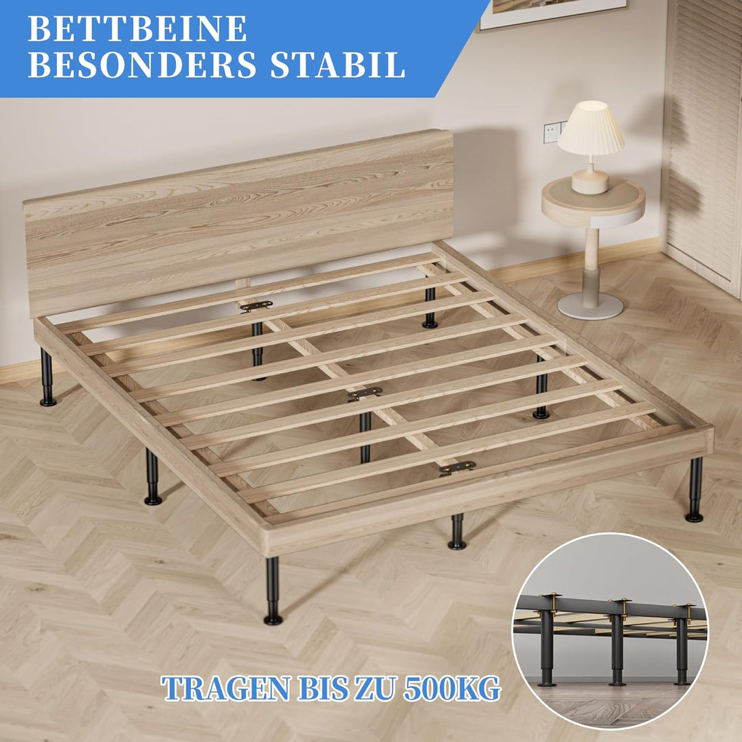 VETIN 2er Set Schwarze Bettfüsse, Höhenverstellbar Bettbeine 18-33 cm, Metall-Stützfüsse mit Gummi-A
