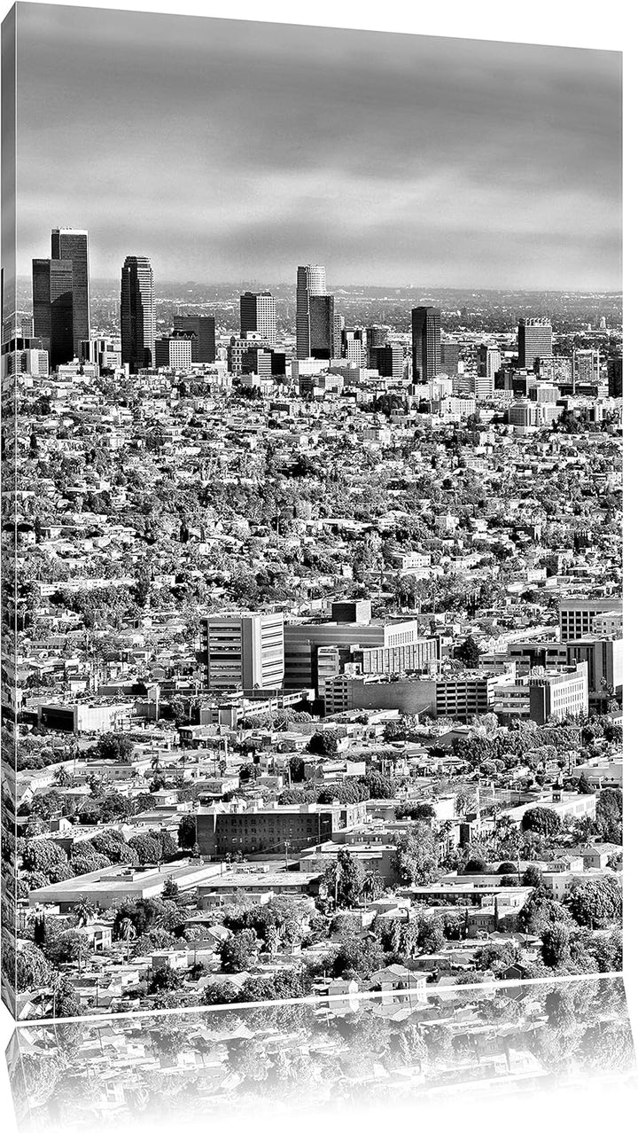 Pixxprint Monocrome, Los Angeles City Skyline, Format: 100x70 auf Leinwand, 100x70