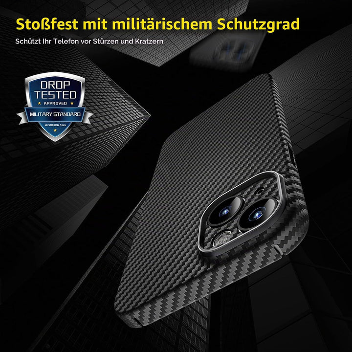 memumi Carbon Hülle für iPhone 15, 0,5 mm Superdünne, Hülle aus echter Aramidfaser [100% Aramidfaser