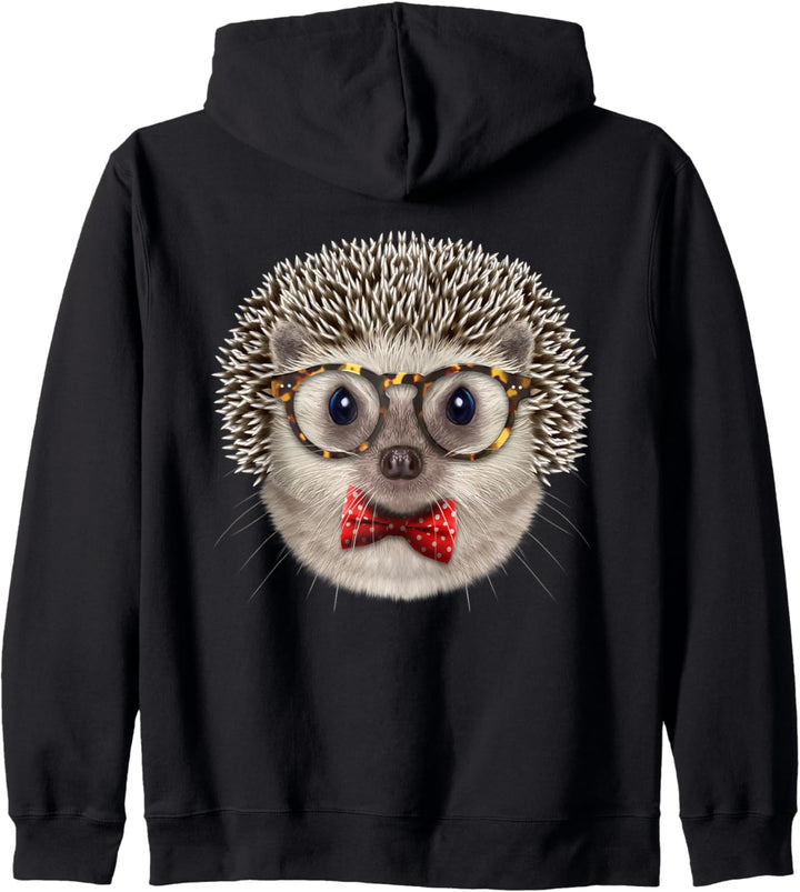 Igel trägt die klassische Brille und Fliege Kapuzenjacke
