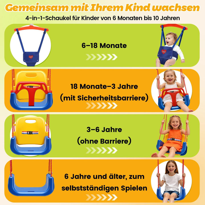 Babyschaukel & türhopser Baby 4-in-1 Set mit Gestell - Kinderschaukel, Baby Jumper mit Sicherheitsgu