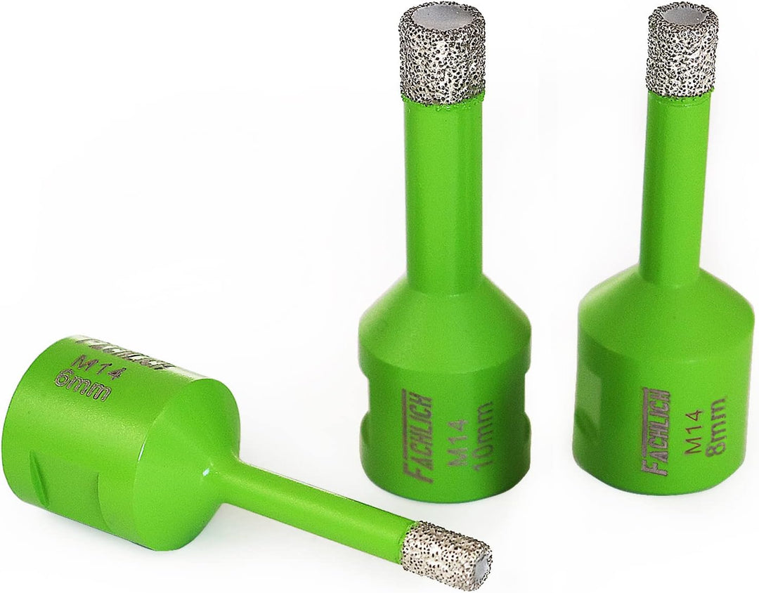 FACHLICH Diamantbohrer Fliesenbohrer Set 6/8/10mm Diamant-bohrkrone Lochsäge Vakuumgelötete für Porz