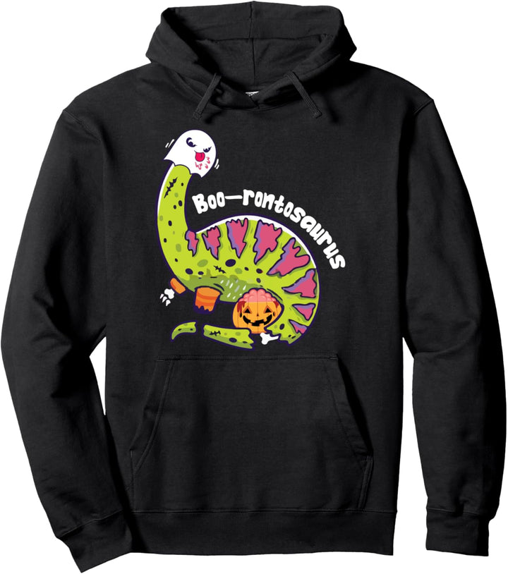 Boo Ghost Dinosaur Cute Brontosaurus Pullover Hoodie