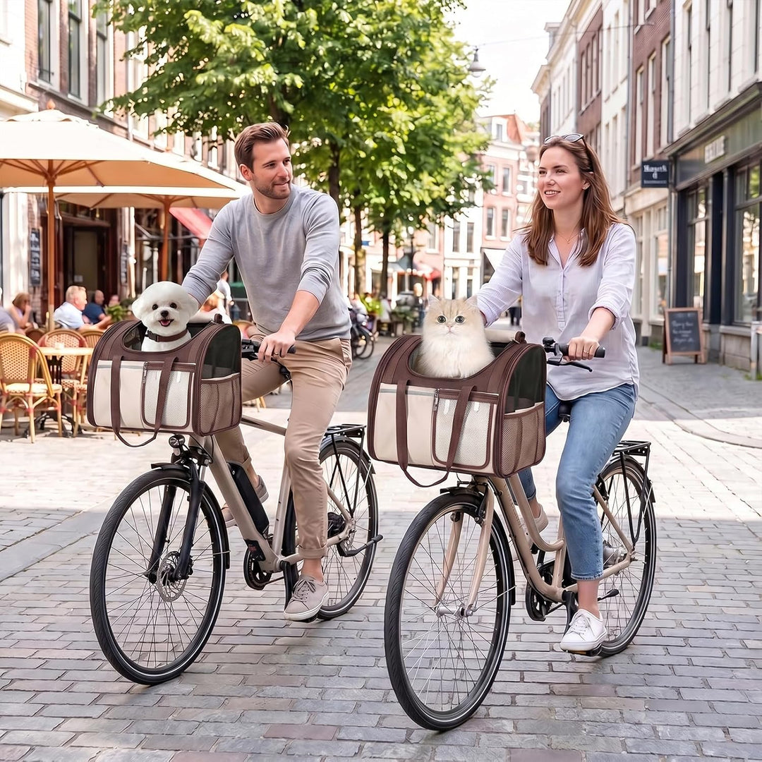 Hundekorb Fahrrad Vorne, Tragbarer Atmungsaktiver Hundefahrradkorb mit Sicherheitsleine Weichem Kiss
