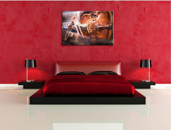 Pixxprint Alte Violine Pinsel Effekt, Format: 100x70 auf Leinwand, 100x70