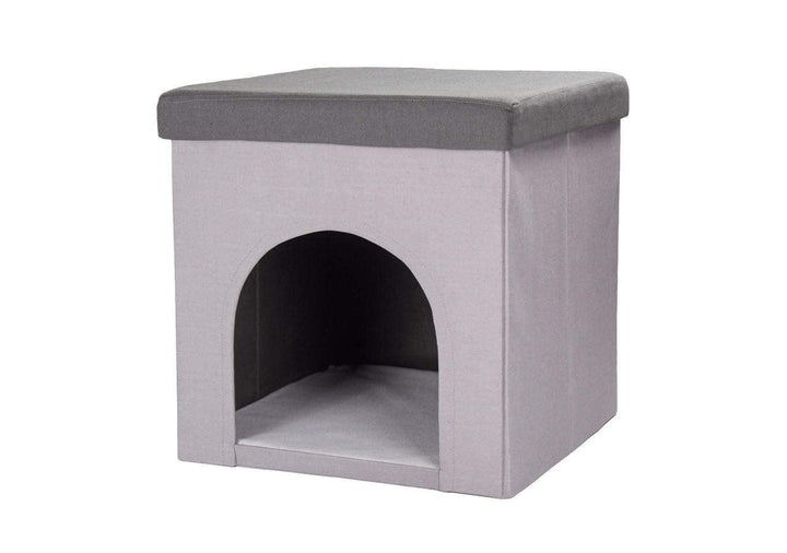 Hunde- &amp; Katzenhöhle Hocker, grau, 50x50x50 cm, Indoor | Multifunktionale Hunde- und Katzenhöhle mit