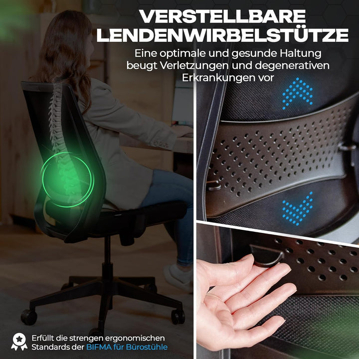 VALKENSTOL M2 Ergonomischer Bürostuhl ohne Armlehne 150 kg [ohne Kopfstütze] Bürostuhl Ergonomisch S