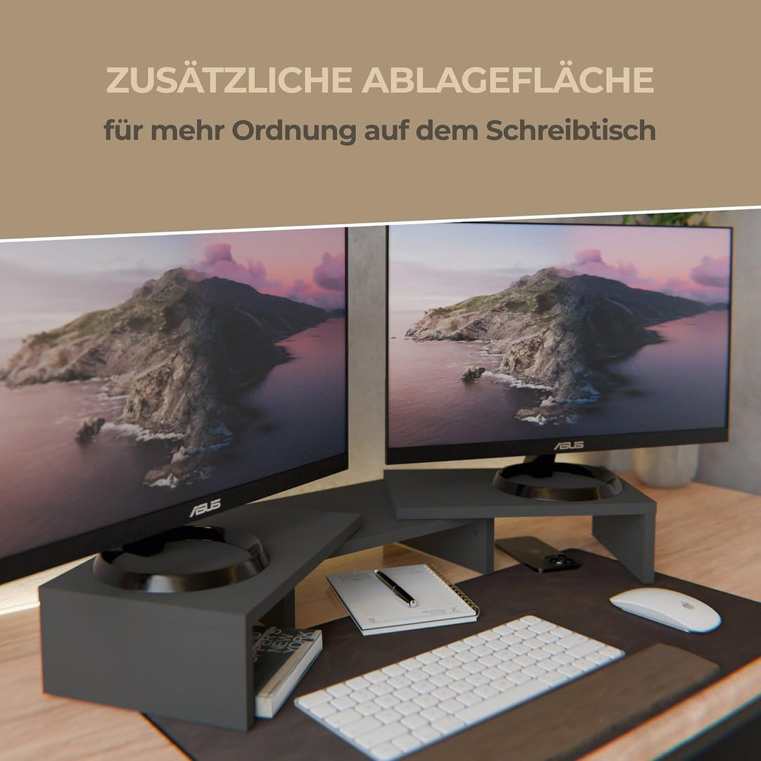 Probus Screen-UP Monitorständer – Ergonomischer Schreibtisch Organizer, Einstellbare Breite 70 bis 1