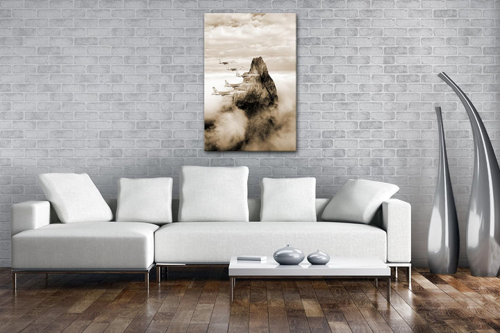 deyoli gewaltige Kampfjets im Einsatz Format: 80x60 Effekt: Sepia als Leinwandbild, Motiv fertig ger