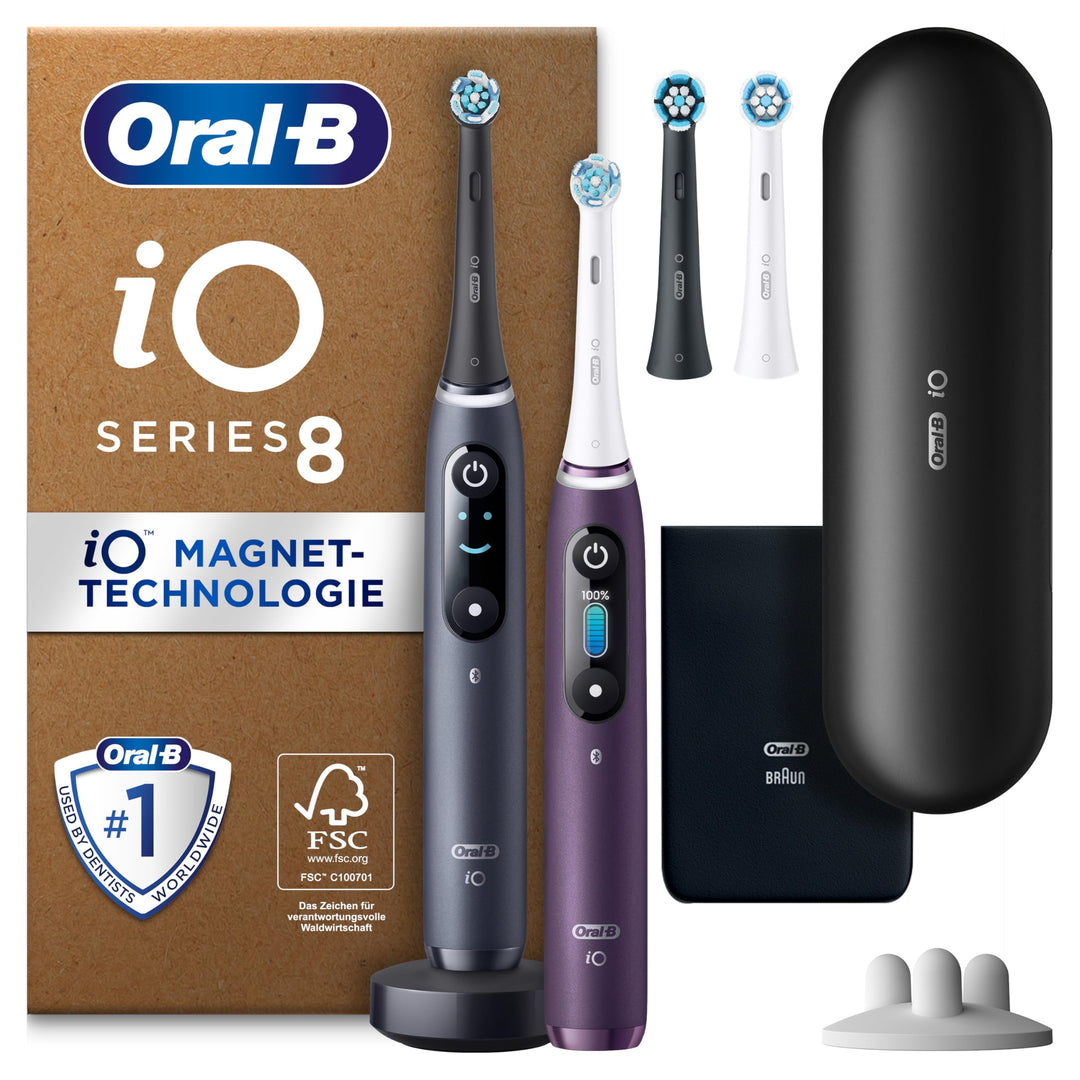 Oral-B iO Series 8 Plus Edition Elektrische Zahnbürste/Electric Toothbrush, Doppelpack PLUS 3 Aufste