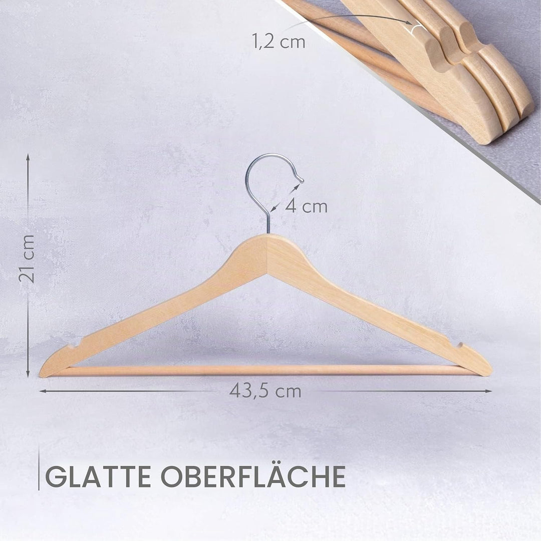 OGIVO Kleiderbügel Holz - 10 Stück - Holzbügel für Ihren Garderobe - Haken um 360° drehbar - Einkerb