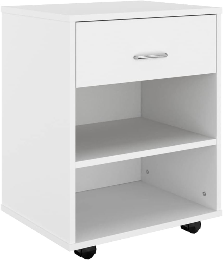 Mobiler Aktenschrank Lagerschrank aus Holzwerkstoff Beistellschrank mit Rollen für Wohnzimmer Schlaf