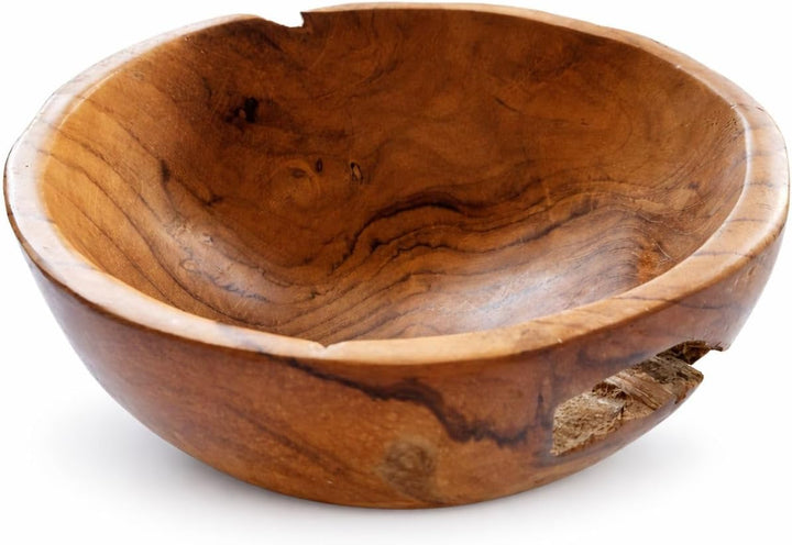 Windalf Rustikale Holzschale SIMA Ø 19 cm Dekoschale für Schmuck & Schlüssel Handarbeit aus Teakwurz