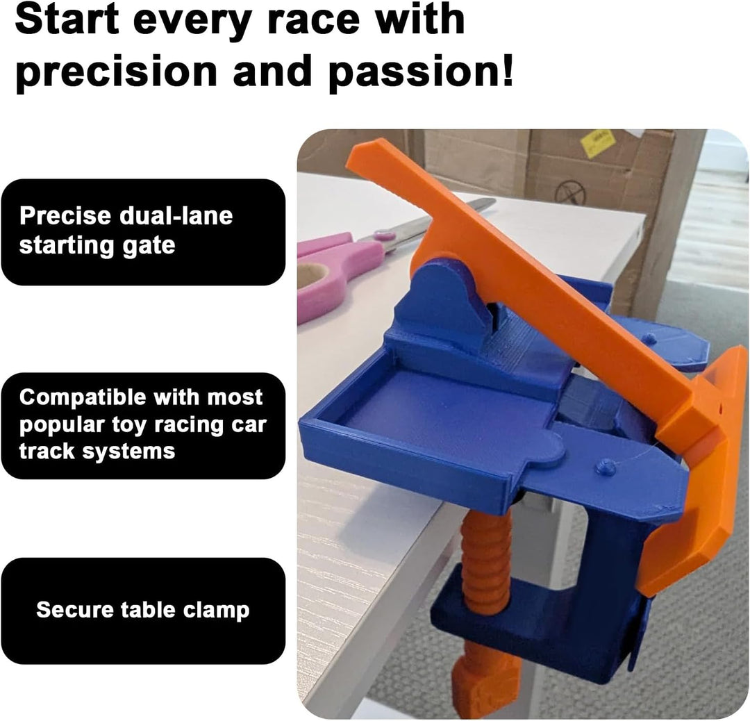 2-Spuriges Startgatter und Streckenklemmen Set für Hot Wheels, Robust aus PLA Kunststoff Startgatter