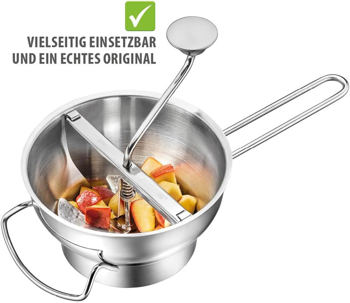 GEFU Passiermühle Original FLOTTE LOTTE Edelstahl | 3 Lochscheiben 1/3/8 mm | Passiergerät für Tomat