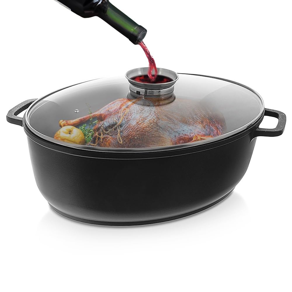 orion group Granit-Bräter mit Deckel, ovaler Schwanenhals, Grande 12 l, 43,5 x 33,5 cm