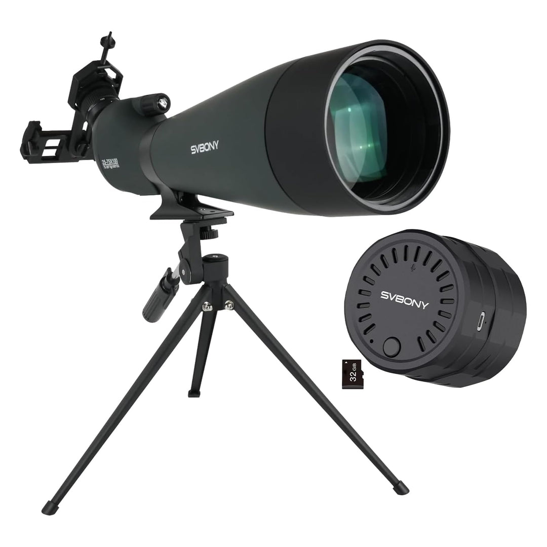 Svbony SC002 WiFi Spektiv Kamera mit SV28 25-75x100mm Spektiv, 2MP 1080P Wireless-Kamera mit 32GB TF