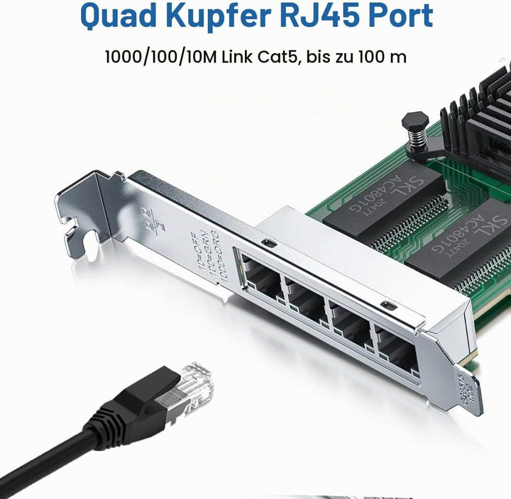 H!Fiber.com 1.25G NIC,Quad RJ45 Ports,Ethernet Netzwerk-Karte,1.25GbE CNA,SPEC Equal zu I350-T4,mit