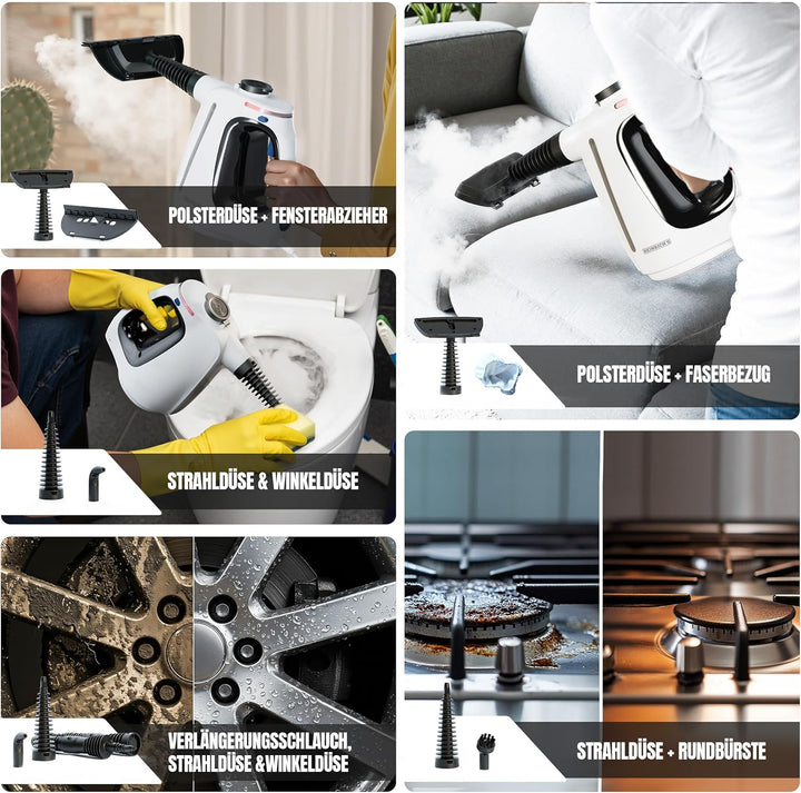 HEINRICHS Dampfreiniger, Handdampfreiniger für zuhause, Steam Cleaner, kurze Aufheizzeit 30 Sek., 55