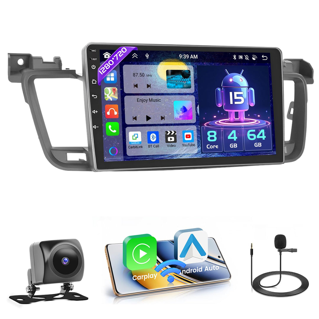 Hikity 8 core 4GB+64GB Android 15 Autoradio für Peugeot 508 2011-2018 Radio Wireless CarPlay Android