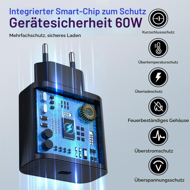 USB C Ladegerät 60W Schnellladegerät Ladekabel 2m für Samsung Galaxy S26 Ultra S25 S24 S23 S22 S21 A