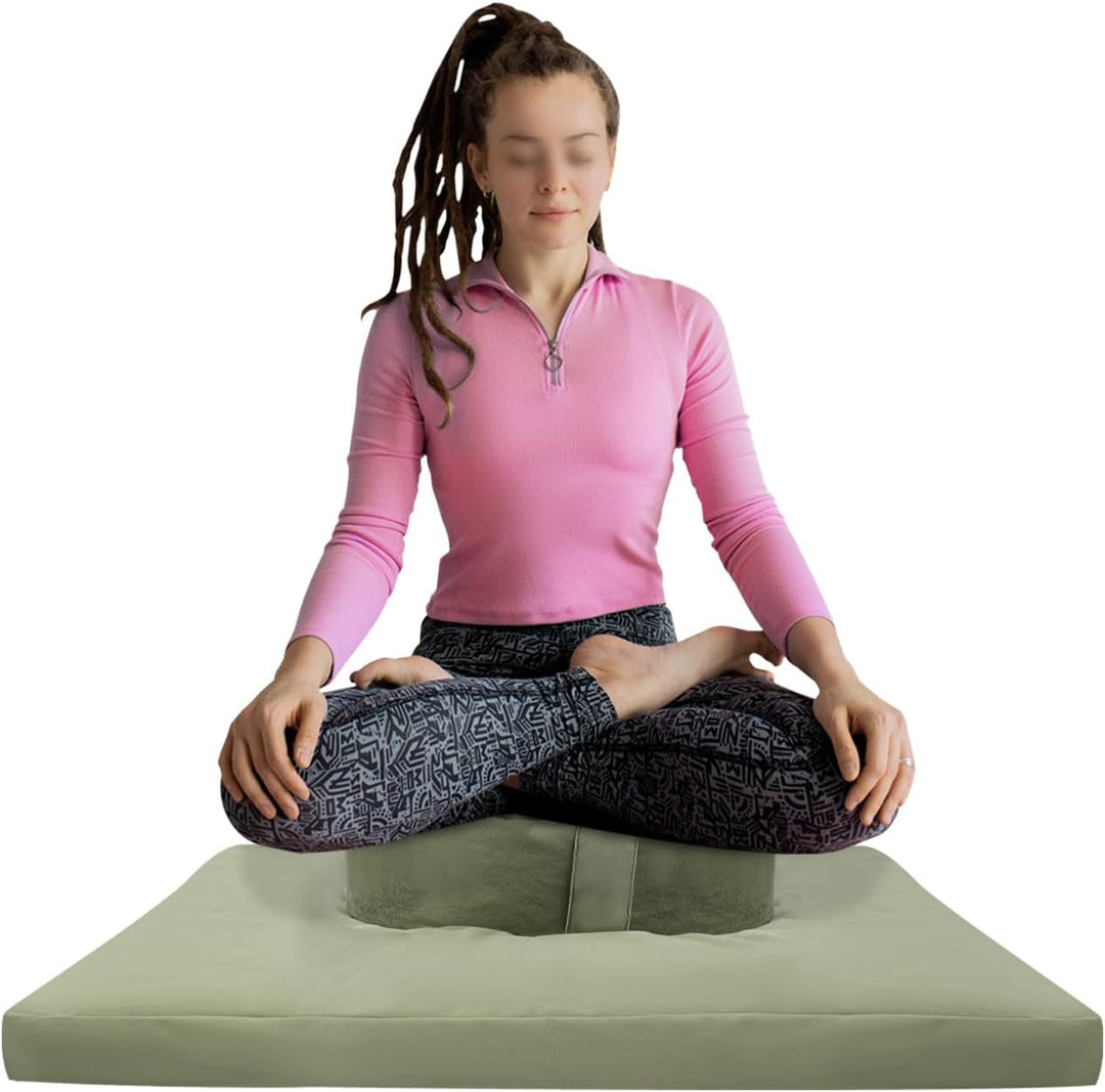 Meditations-Set Meditationskissen Bezug aus Baumwolle Unterlage zur Meditation 80 * 80 * 8cm Grün, G