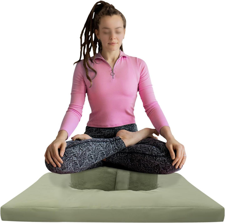 Meditations-Set Meditationskissen Bezug aus Baumwolle Unterlage zur Meditation 80 * 80 * 8cm Grün, G