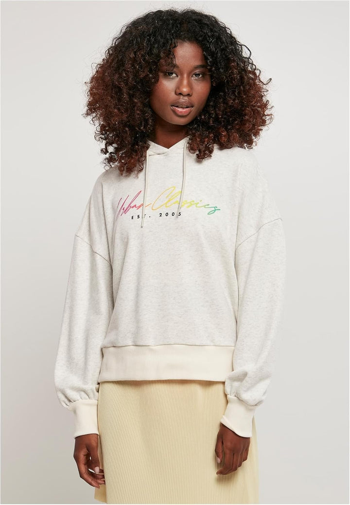 Urban Classics Damen Ladies Oversized Rainbow Hoody XS Lightgrey, XS Lightgrey
