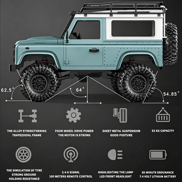Goolsky Rock Crawler MN-D90 1/12 4WD 2.4G Hochgeschwindigkeitsfernbedienung Geländewagen RC Auto LED