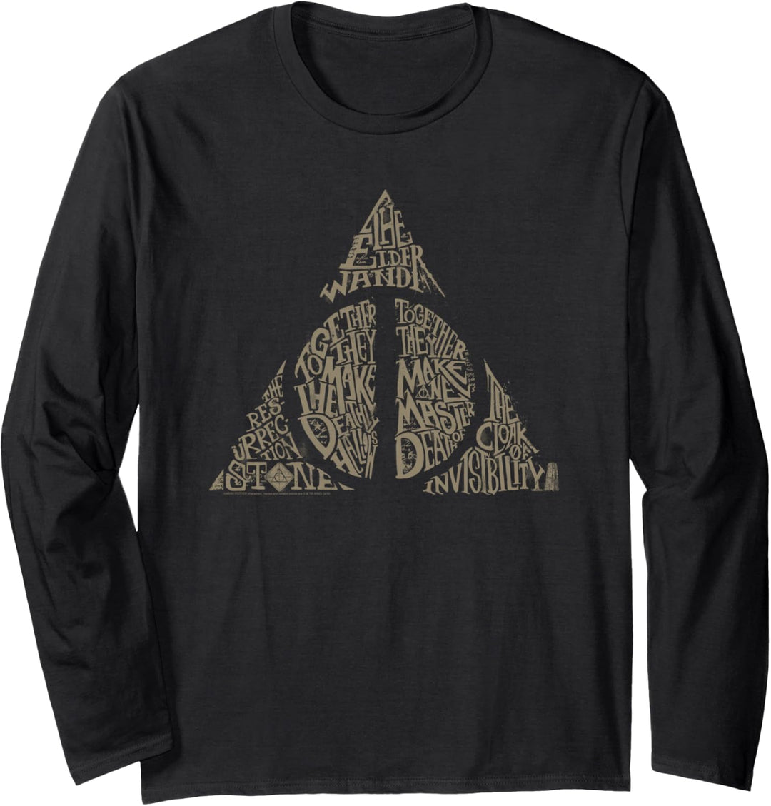 Harry Potter Deathly Hallows Typography Langarmshirt