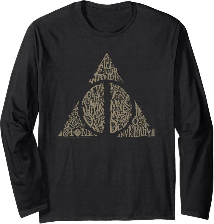 Harry Potter Deathly Hallows Typography Langarmshirt