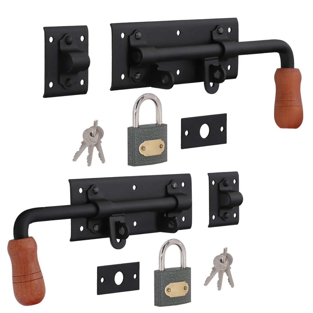 KOTARBAU® Torriegel 280mm Rechts Links Set 2St. mit Vorhängeschloss Türriegel Bolzenriegel Schlossri