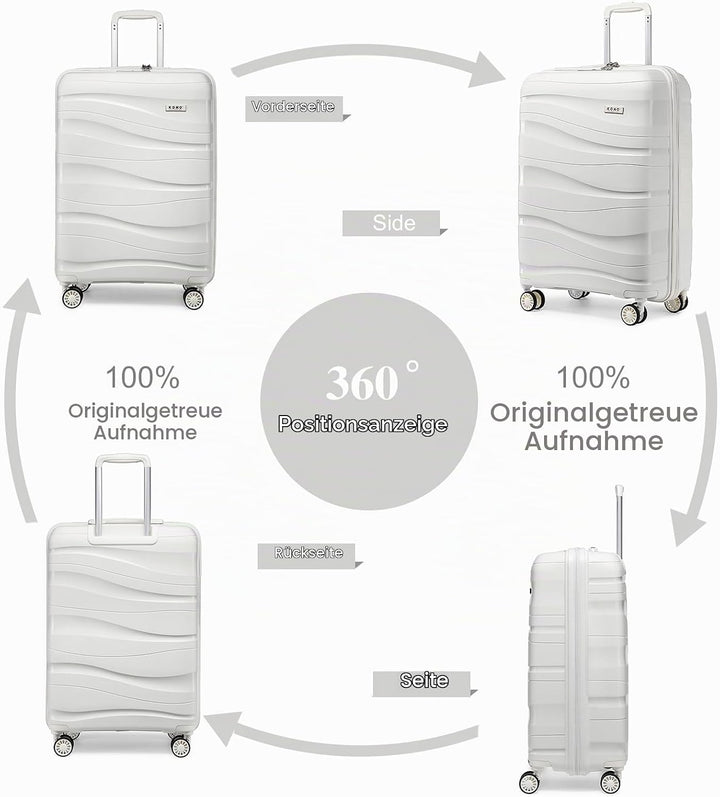 KONO Koffer Trolley Reisekoffer Set Leicht Hartschalenkoffer mit TSA Schloss Zwillingsrollen Rollkof