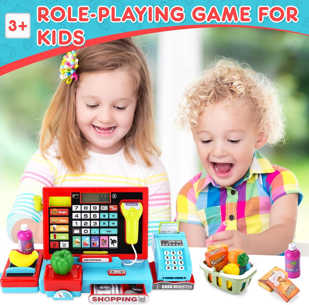 Elektronische Kasse Spielzeug für Kinder,Supermarktkasse für Kinder,Kinder Kasse Spielzeug,Spiel Sup