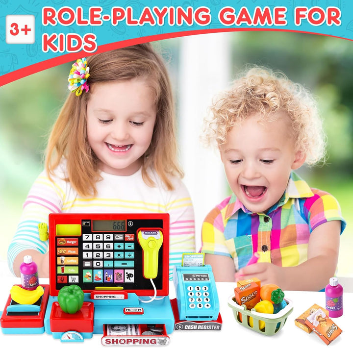Elektronische Kasse Spielzeug für Kinder,Supermarktkasse für Kinder,Kinder Kasse Spielzeug,Spiel Sup