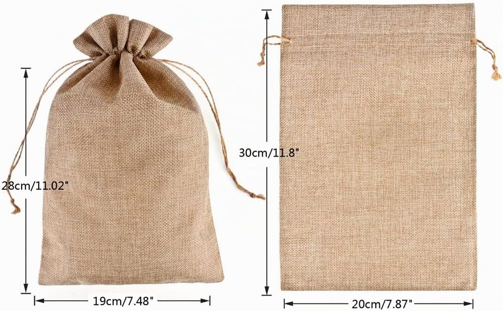 CLTPY 30 Stück Jutesäckchen 20x30 cm mit Kordelzug, Geschenktüten Baumwollsäckchen Stoffsäckchen für