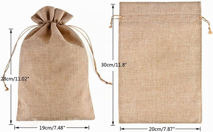 CLTPY 30 Stück Jutesäckchen 20x30 cm mit Kordelzug, Geschenktüten Baumwollsäckchen Stoffsäckchen für