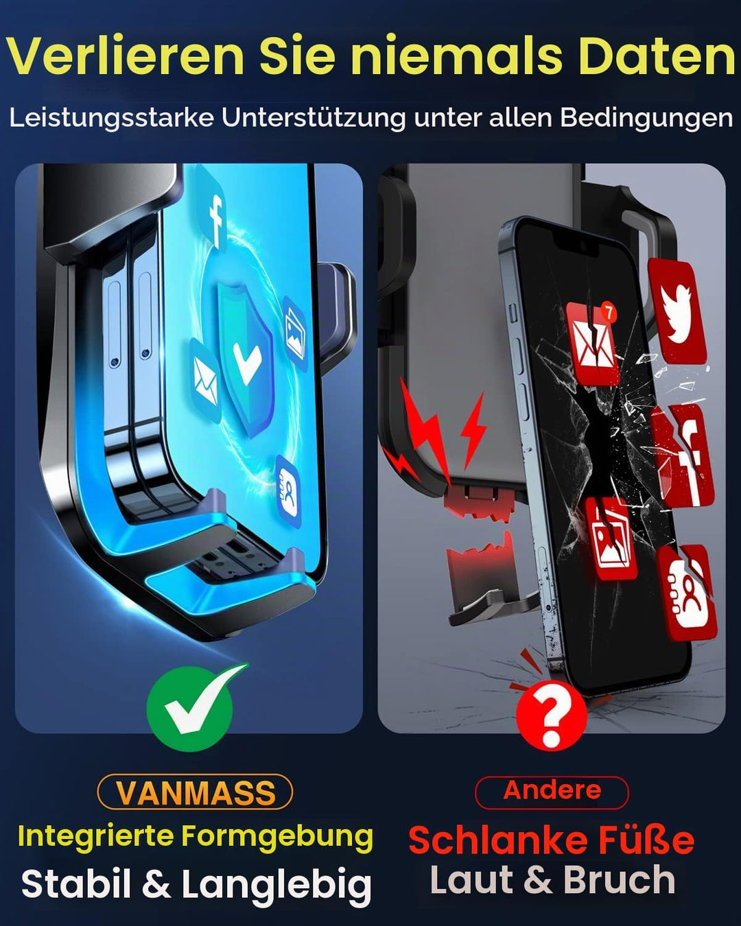 VANMASS Handyhalterung Auto Lüftung 2023 neuste Farbe Handy Halterung Auto 4 in 1 Kfz Handyhalterung