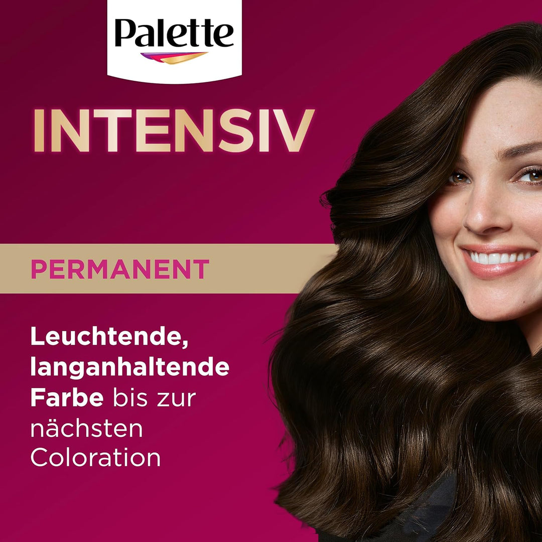 Palette Intensiv Creme Coloration 4-0/800 Dunkelbraun (2 x 115 ml), permanente Haarfarbe für leuchte