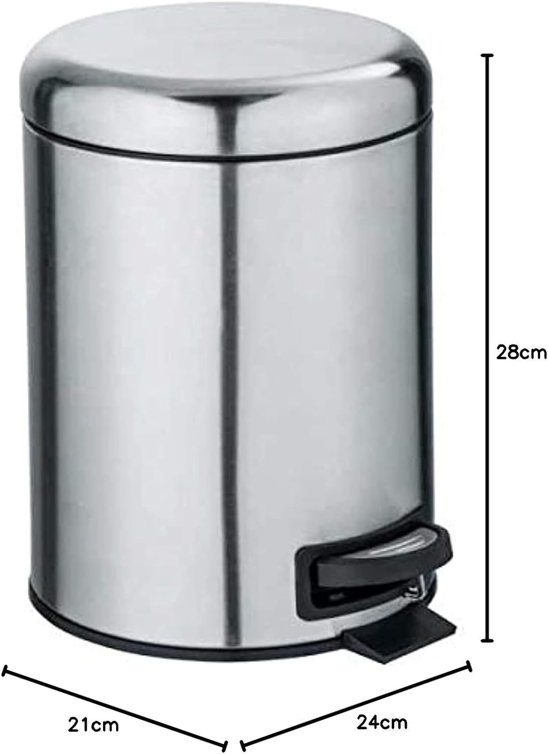WENKO Treteimer Mod. Leman, 5 Liter, mit herausnehmbarem Einsatz, aus rostfreiem Edelstahl, 21 x 24